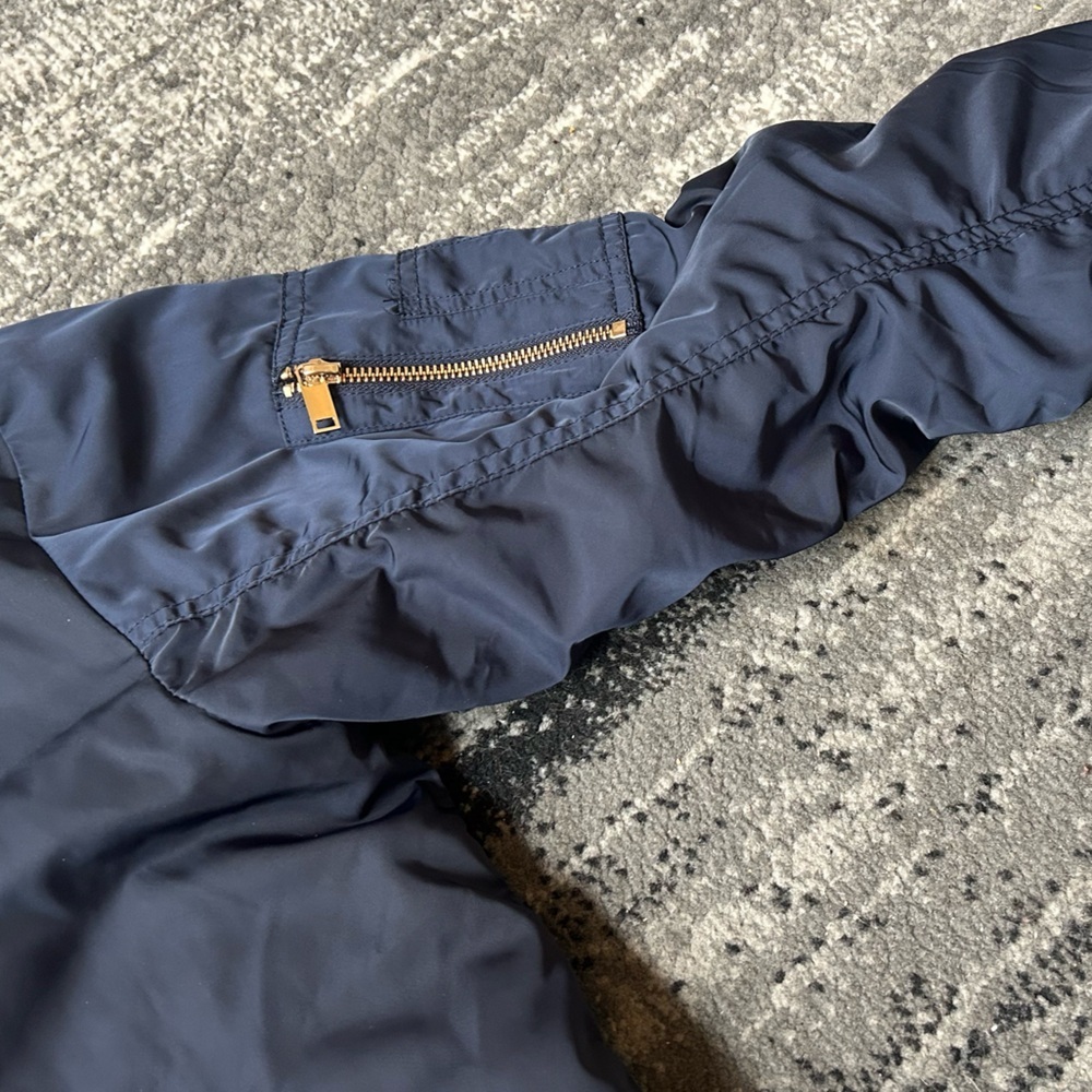 H&M Silky Navy/Gold Bomber Jacket With Ruching - Picture 4 of 10